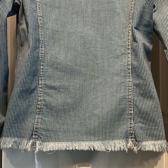 Nanette Lepore Blue/White Striped Denim Jacket Size Small - Picture 10 of 12